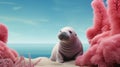 Dreamy Walleyed Manatee: A Cinematic Rendering In Pink Royalty Free Stock Photo