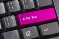 Pink colored Me Too button on black computer keyboard. Sexual harassment concept. Royalty Free Stock Photo