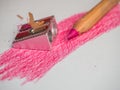 Pink colored pencil with sharpener Royalty Free Stock Photo
