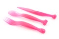 Pink colored plastic cutlery Royalty Free Stock Photo