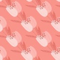 Pink colored tulip flower seamless pattern. Simple diagonal botanic print. Stylized backdrop