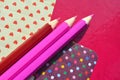 Pink colorful pencils pink background Royalty Free Stock Photo