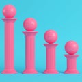 Pink column with soccer ball on bright blue background in pastel Royalty Free Stock Photo