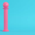 Pink column with soccer ball on bright blue background in pastel Royalty Free Stock Photo