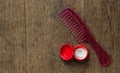 Pink comb and hair gel Royalty Free Stock Photo