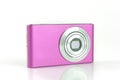 Pink Compact Digital Camera on white Background Royalty Free Stock Photo