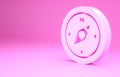 Pink Compass icon isolated on pink background. Windrose navigation symbol. Wind rose sign. Minimalism concept. 3d