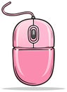 Pink computer mouse with cable vector illustration Royalty Free Stock Photo