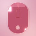 Pink Computer mouse icon isolated on pink background. Optical with wheel symbol. Minimalism concept. 3D render Royalty Free Stock Photo