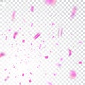 Pink confetti explosion celebration isolated on white transparent background. Falling confetti. Abstract decoration for Royalty Free Stock Photo