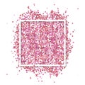 Pink confetti in in white square frame. Romantic Valentines background with text place. Royalty Free Stock Photo