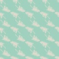 Pink contoured branches elements seamless pattern. Stylized simple artwotk with soft blue background