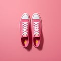 Pink Converse Low Sneakers: Hyper-realistic Duckcore Still Life