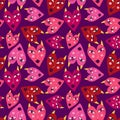 Pink cool pattern with red devilish hearts for Valentine's Day and Halloween holidays