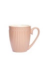 Pink coral corrugated mug isolated on white background Royalty Free Stock Photo