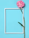 Pink, coral flower on. Place for inscription in frame