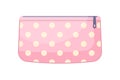 Pink cosmetic bag polka dots ornament with zipper vector flat container for makeup and beauty tools