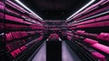 Glamorous Makeup Store Aisle with Rows of Pink Lipstick and Cosmetics Royalty Free Stock Photo