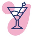 Pink cosmopolitan coctail, icon Royalty Free Stock Photo