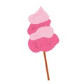 Pink cotton candy in cartoon style isolated on white background. Films and cinema symbol. Vector illustration. Royalty Free Stock Photo