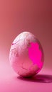 Pink cracked eggshell on a magenta background