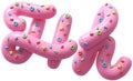 Pink cream with colorful sweets font. Letter H.