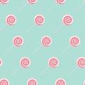 Pink cream lollipop spiral candies seamless