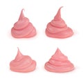 Pink cream is standing on the surface in side view isolated on a white background.