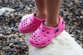 Pink croc shoes