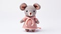 Pink Crocheted Mouse Toy With Intricate Patterns And Minimalist Detail