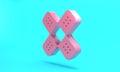 Pink Crossed bandage plaster icon isolated on turquoise blue background. Medical plaster, adhesive bandage, flexible