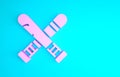 Pink Crossed baseball bat icon isolated on blue background. Minimalism concept. 3d illustration 3D render