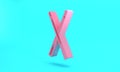 Pink Crossed billiard cues icon isolated on turquoise blue background. Minimalism concept. 3D render illustration