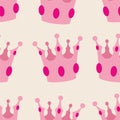 Pink crown seamless vector background or tile pattern Royalty Free Stock Photo