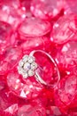 Pink crystal diamond and ring Royalty Free Stock Photo