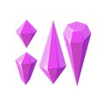 Pink crystal stones like amethyst quartz. Geometric gems or glass crystals. Vector illustration Royalty Free Stock Photo