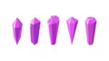 Pink crystal stones like amethyst quartz. Set of gems or glass crystals. Vector illustration Royalty Free Stock Photo