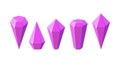 Pink crystal stones like amethyst quartz. Set of geometric gems or glass crystals. Vector illustration Royalty Free Stock Photo