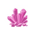 Pink crystals or gemstones with shimmering facets. Prescious crystal druse made of amethyst isolated in white background