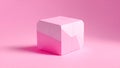 Pink cube on pink background. Minimal concept. 3d render