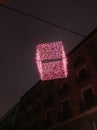 Pink cube Chrismast lights in Madrid