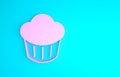 Pink Cupcake icon isolated on blue background. Minimalism concept. 3d illustration 3D render Royalty Free Stock Photo