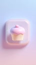 Pink cupcake icon on a square, pastel background Royalty Free Stock Photo
