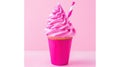 Pink cupcake sundae, pink background, dessert, studio shot Royalty Free Stock Photo