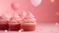 Pink cupcakes on a pink background