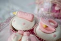 Pink cupcakes for girls, decorated with glassed sugar
