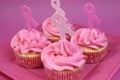 Pink cupcakes with Pink Ribbon symbol