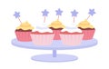 Pink cupcakes semi flat color vector object