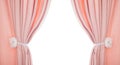 Pink curtain draped with pelmet on a white background Royalty Free Stock Photo