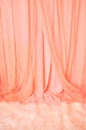 Pink Curtain and white fur carpet